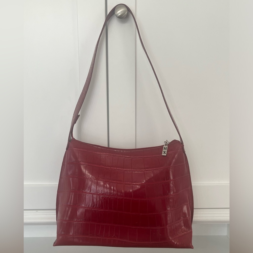 Red Faux Alligator hand bag